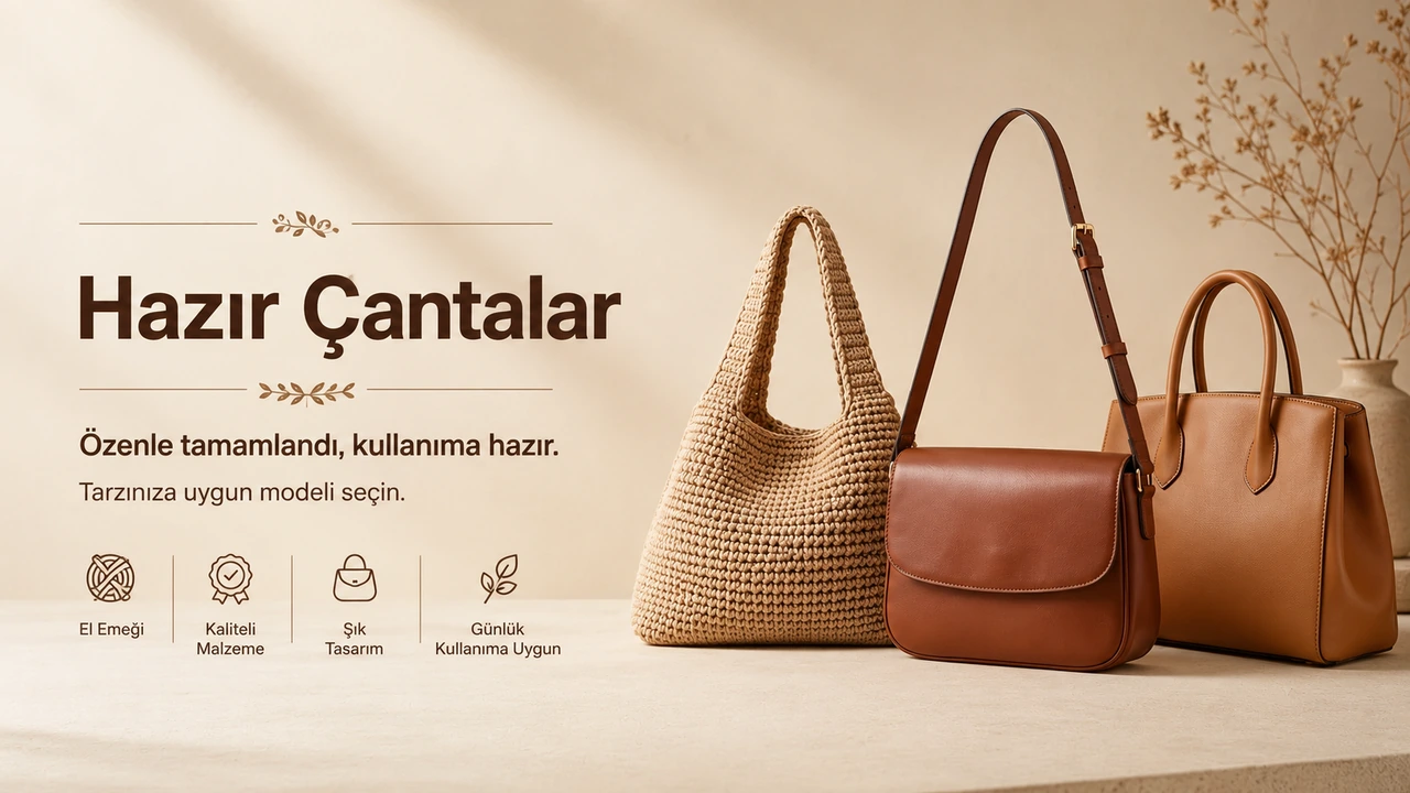 Atölyede tamamlanmış hazır çantalar